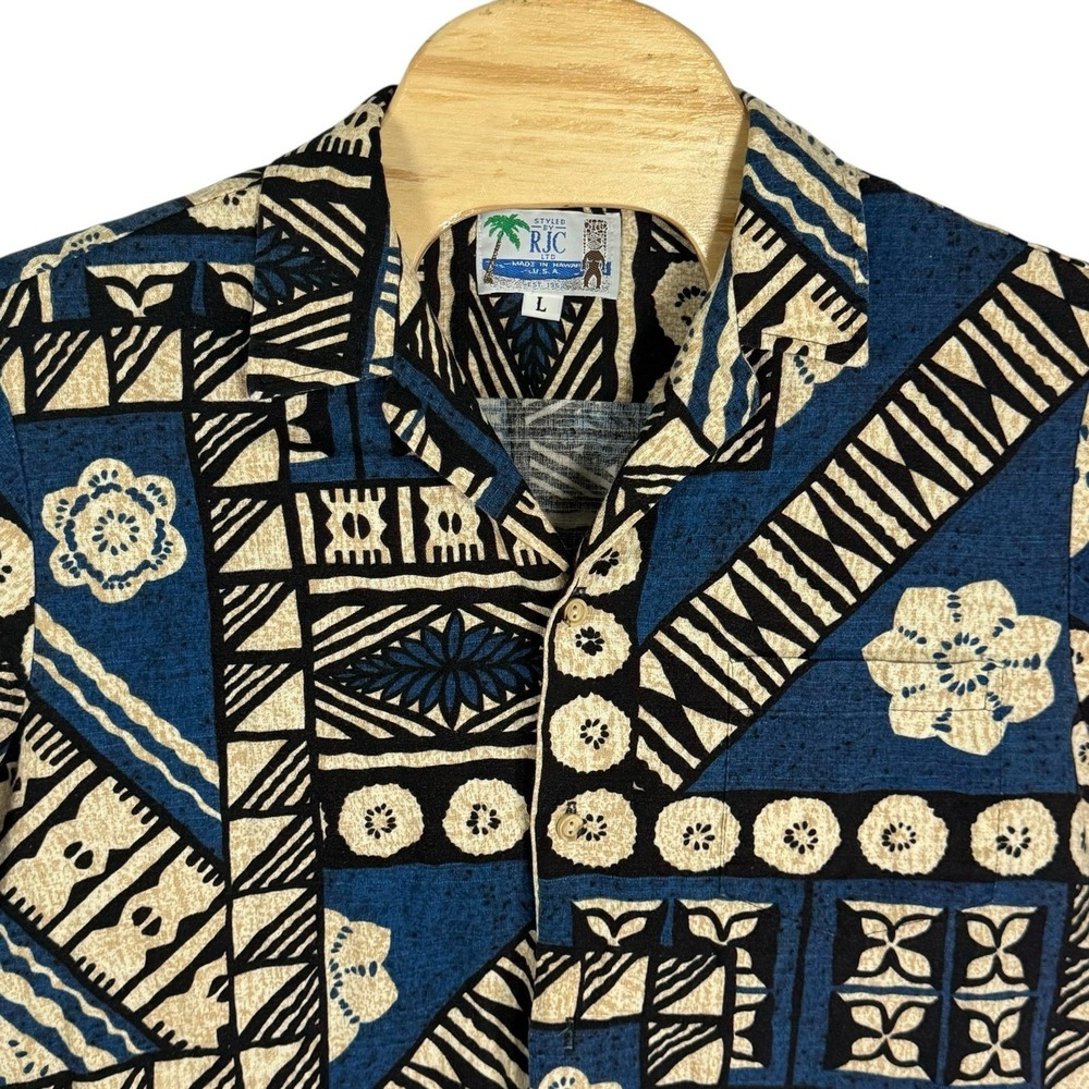 RJC Men Large Made in Hawaii USA Hawaiin Abstract Short Sleeve Shirt *READ